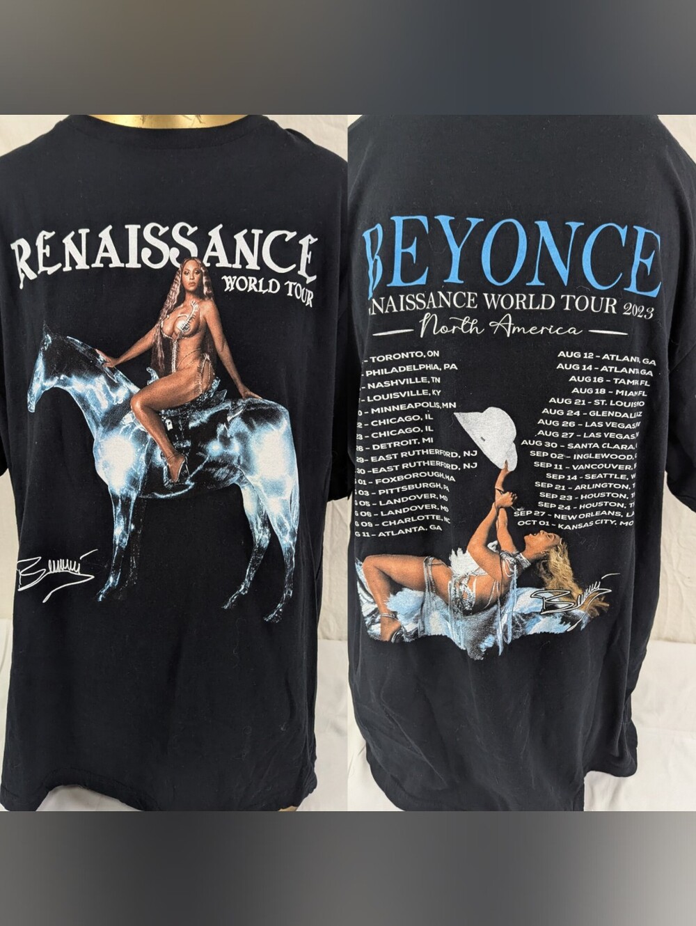 Beyoncé Renaissance World Tour Black T-shirt Double Sided XL